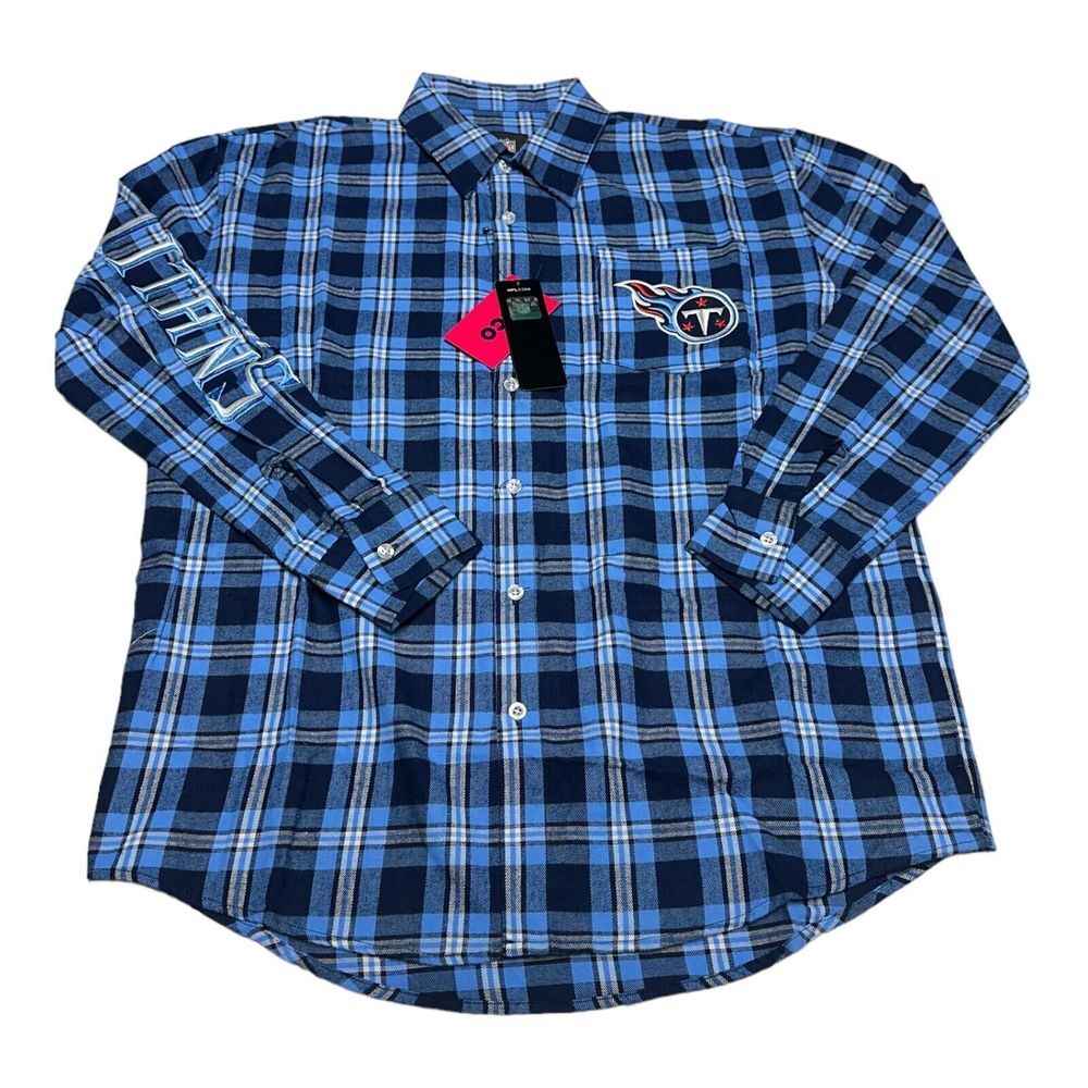 Tennessee Titans Shirt Mens S Blue Plaid Flannel Long Sleeve Button Up FOCO NFL